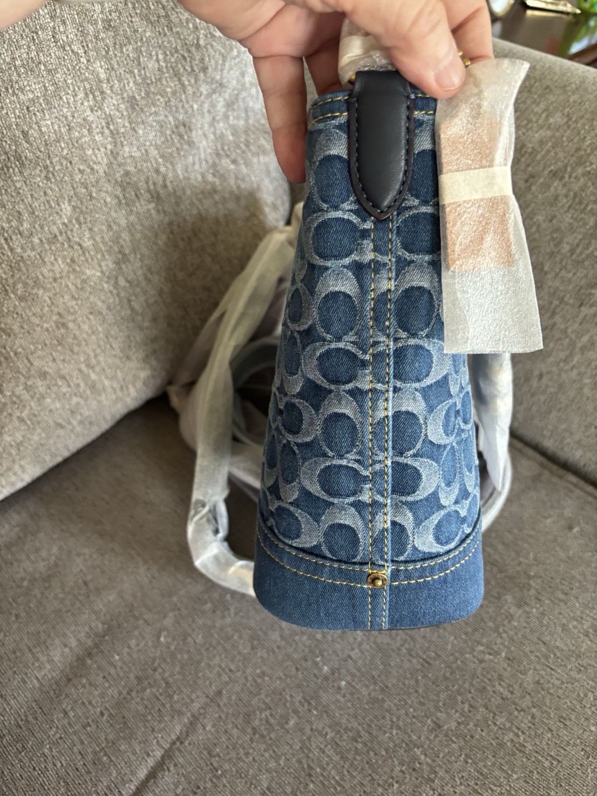 COACH Soft Tabby Tali Bucket Bag Signature Denim NWT In Original Packaging