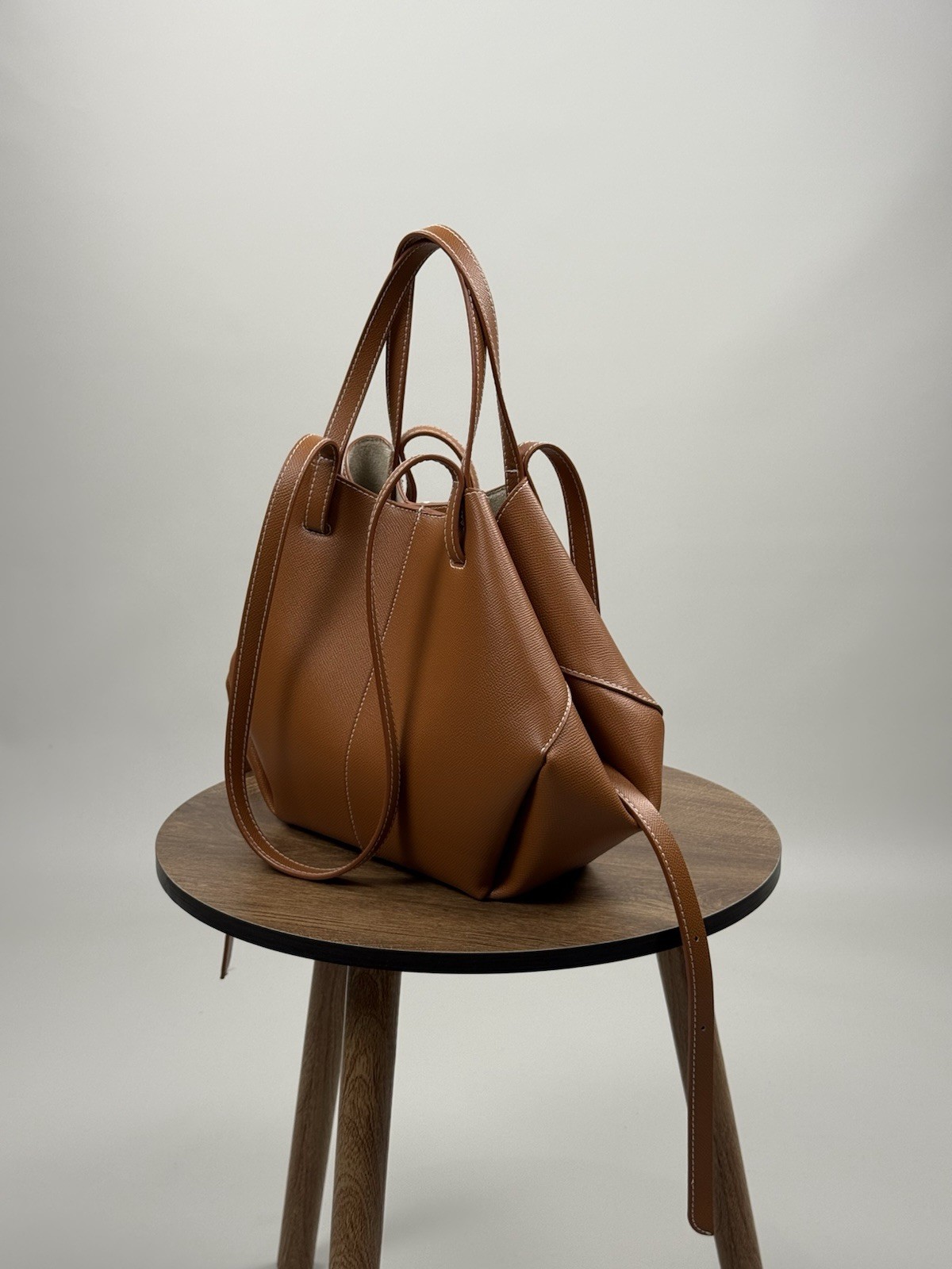 Polène Cyme Tote Bag Camel Leather Authentic Made in Spain
