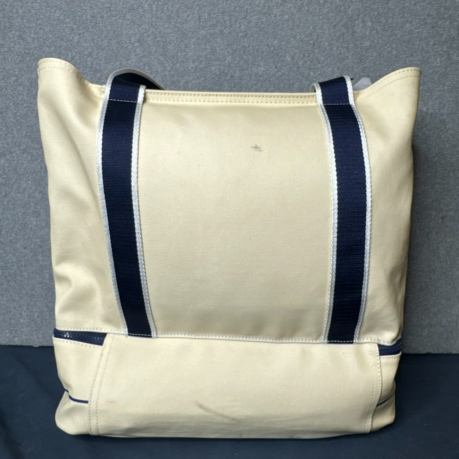 Vineyard Vines x Target Large Canvas Tote Bag Cream Navy Beach Travel Zip Pouch
