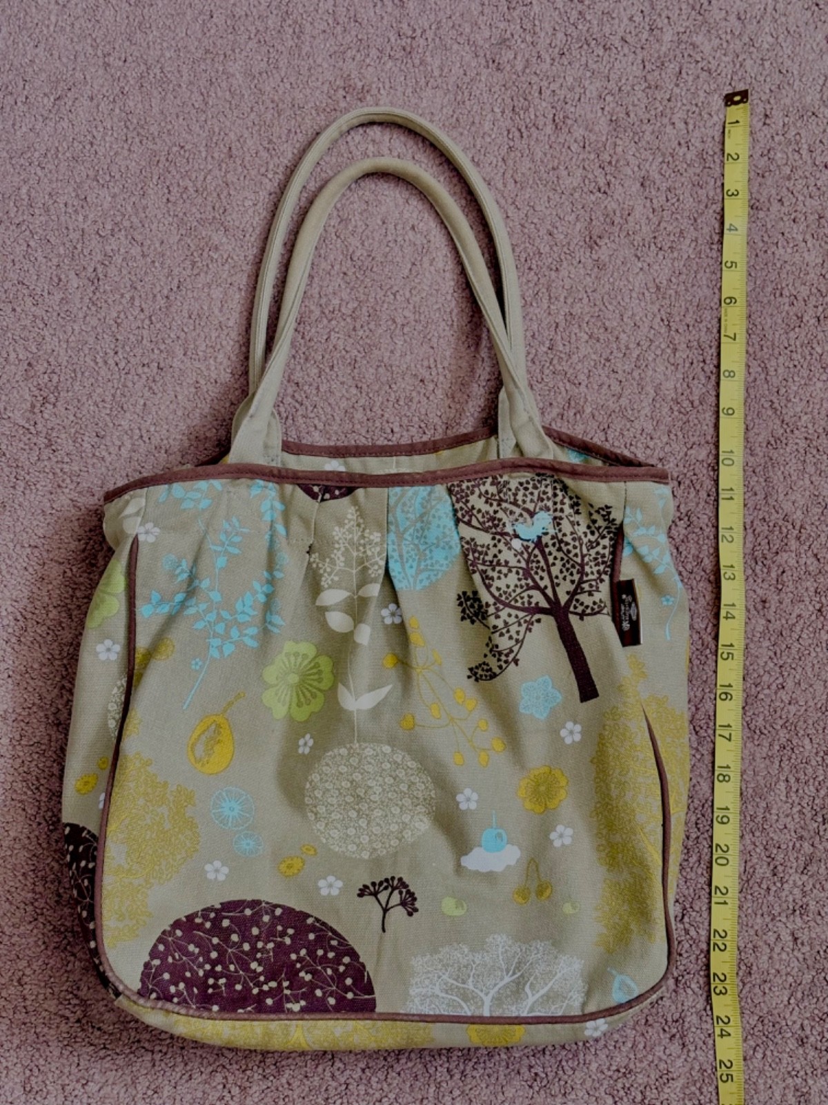 Danica Studio Canvas Tote Bag Forest Tree Floral Nature Print Boho Shoulder Bag