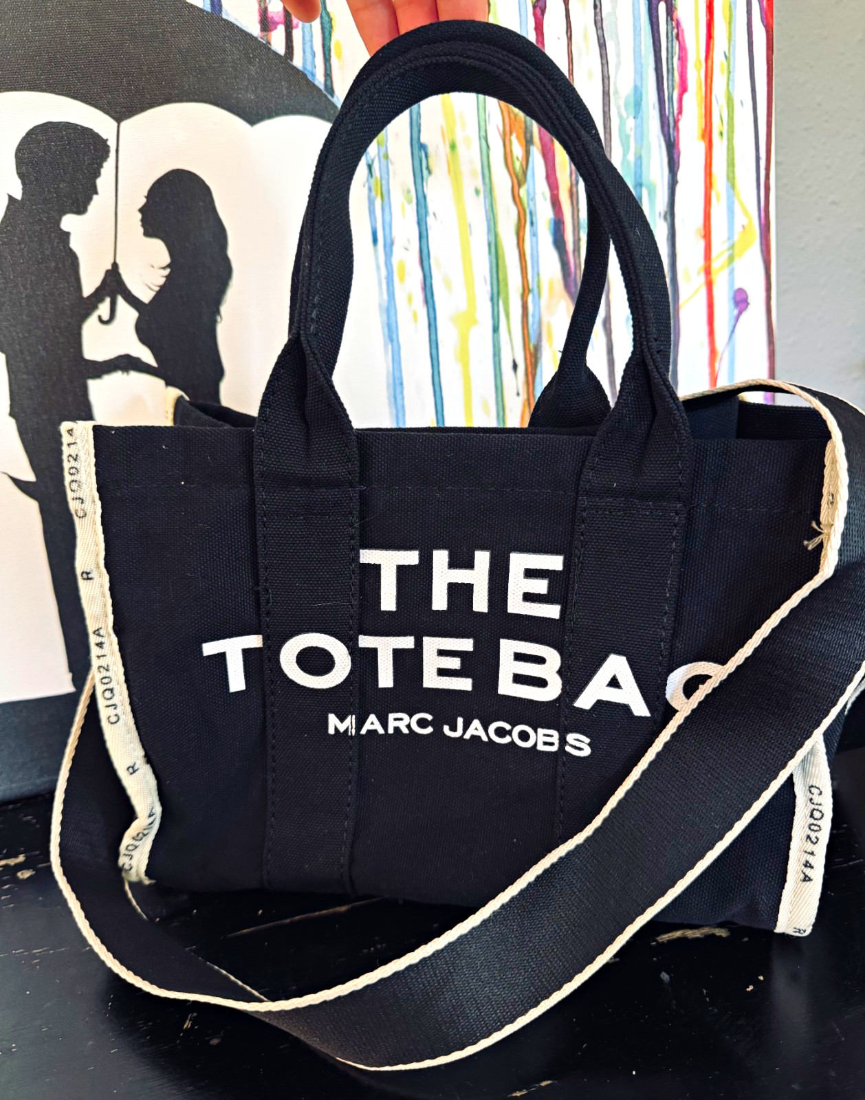 Marc Jacobs Small Black Zip Tote Bag w/ Detachable Adjustable Strap, Pockets