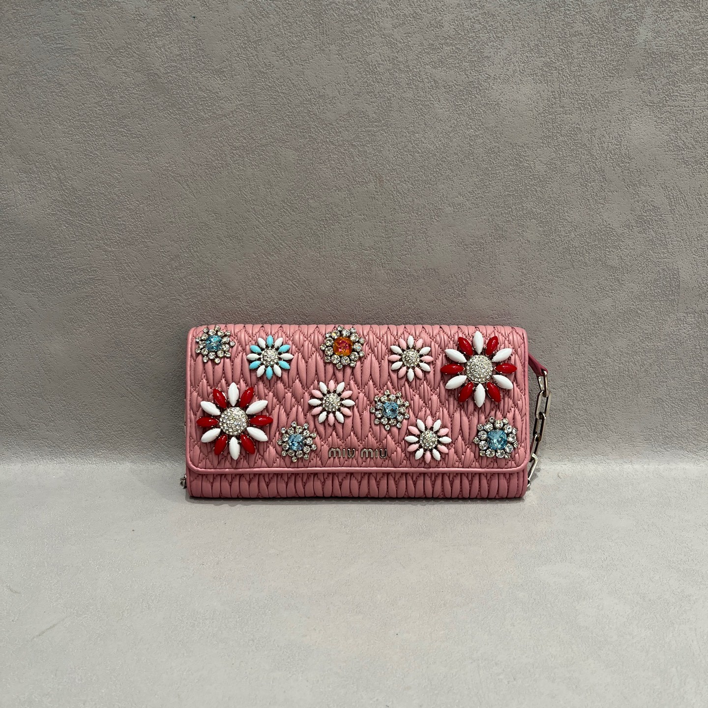 Miu Miu Matelasse WOC Normal Sakura Pink Ruched Lambskin Multiway Bag US Ship