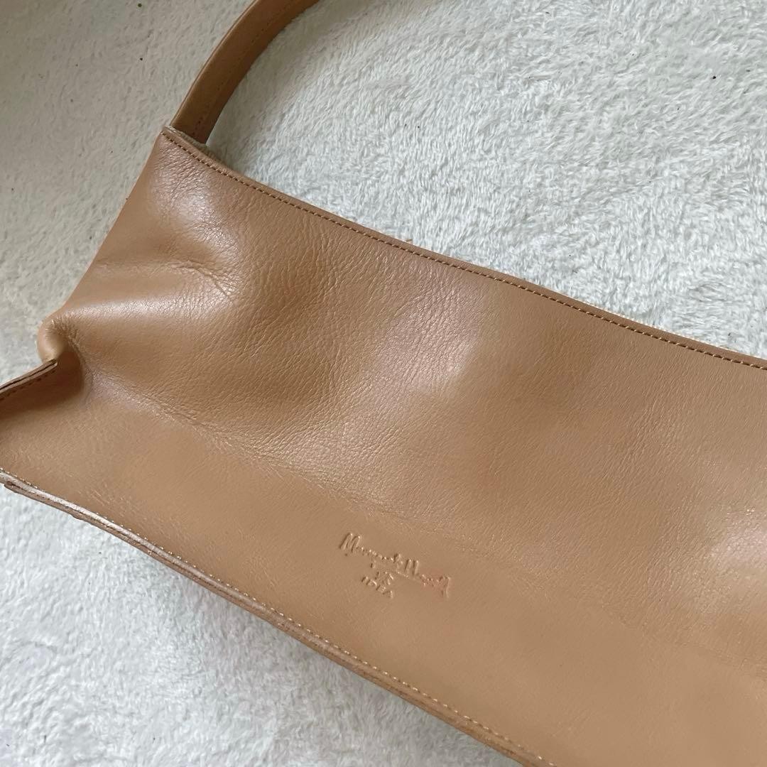 MARGARET HOWELL IDEA Shoulder Bag Camel Leather Logo Pockets Pre-owned JAPAN