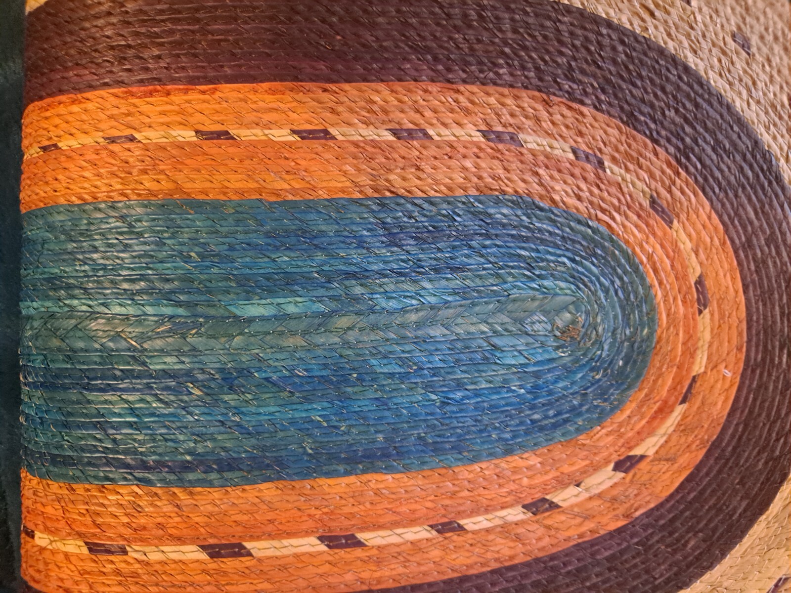 Large Multicolored Boho Sun Beach No Clasp Closure Crossbody Straw Bag Purse