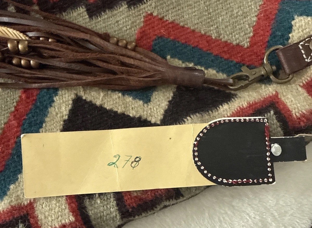 NWT Double D Ranch Western Wool Blend Aztec Brown Crossbody Purse Leather Strap