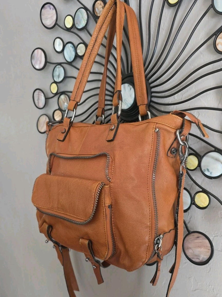 Joelle Hawkens Large Brown Leather Purse Convertible Tote Crossbody Bag