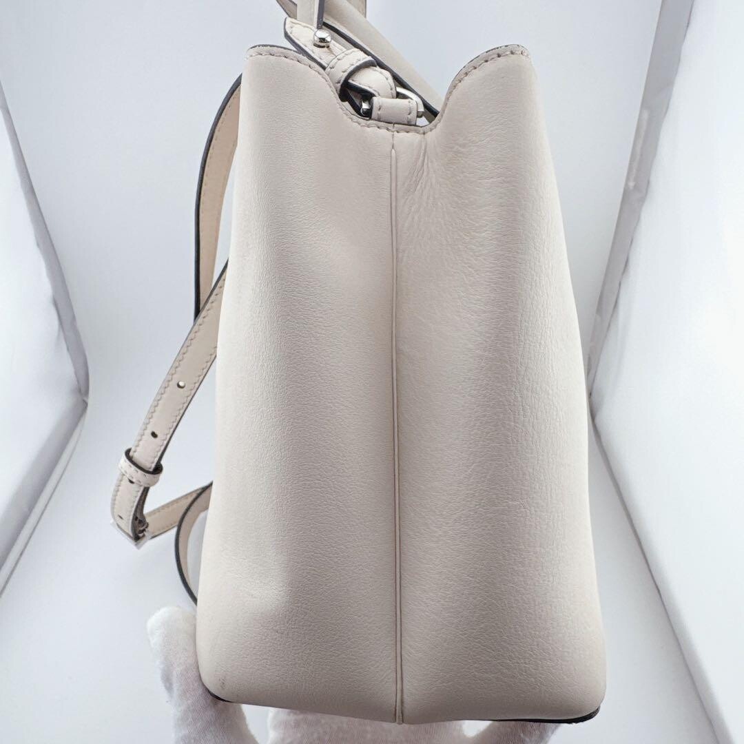 Fendi 2Jours Leather 2 Way Shoulder Bag Beige Gold Hardware Auth From JAPAN