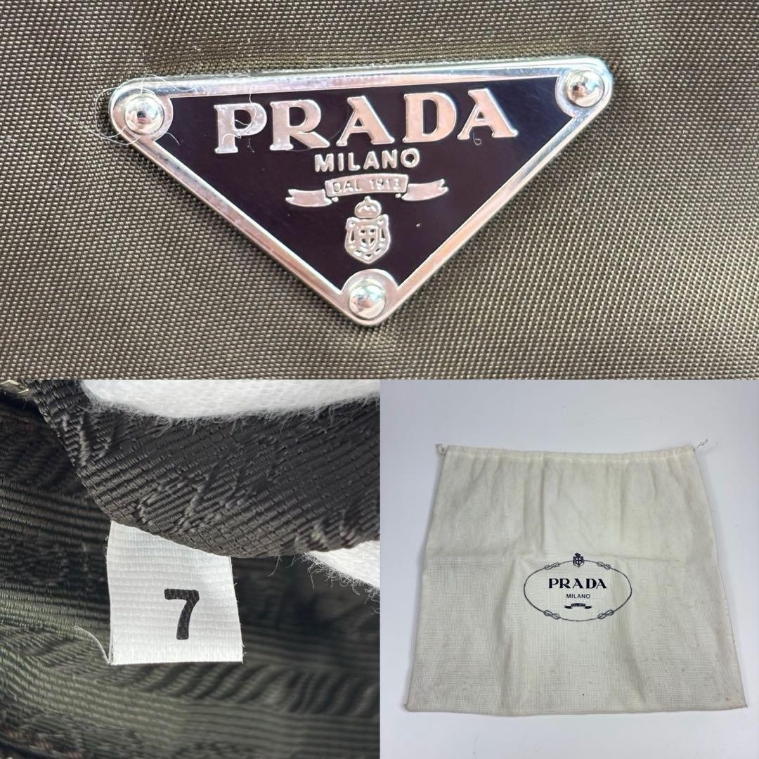 PRADA vintage nylon shoulder bag accessory pouch khaki olive triangle logo