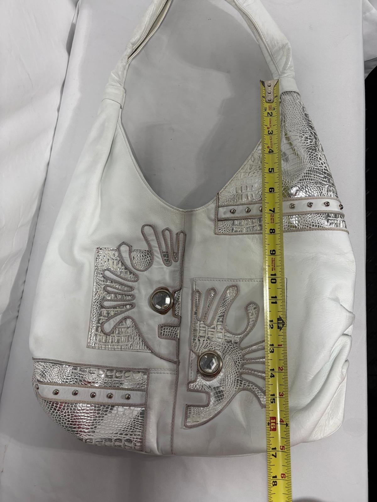 Maria Made in Italy” Vintage White Leather Bag – Y2K Grunge / Cyberpunk Hobo Sty