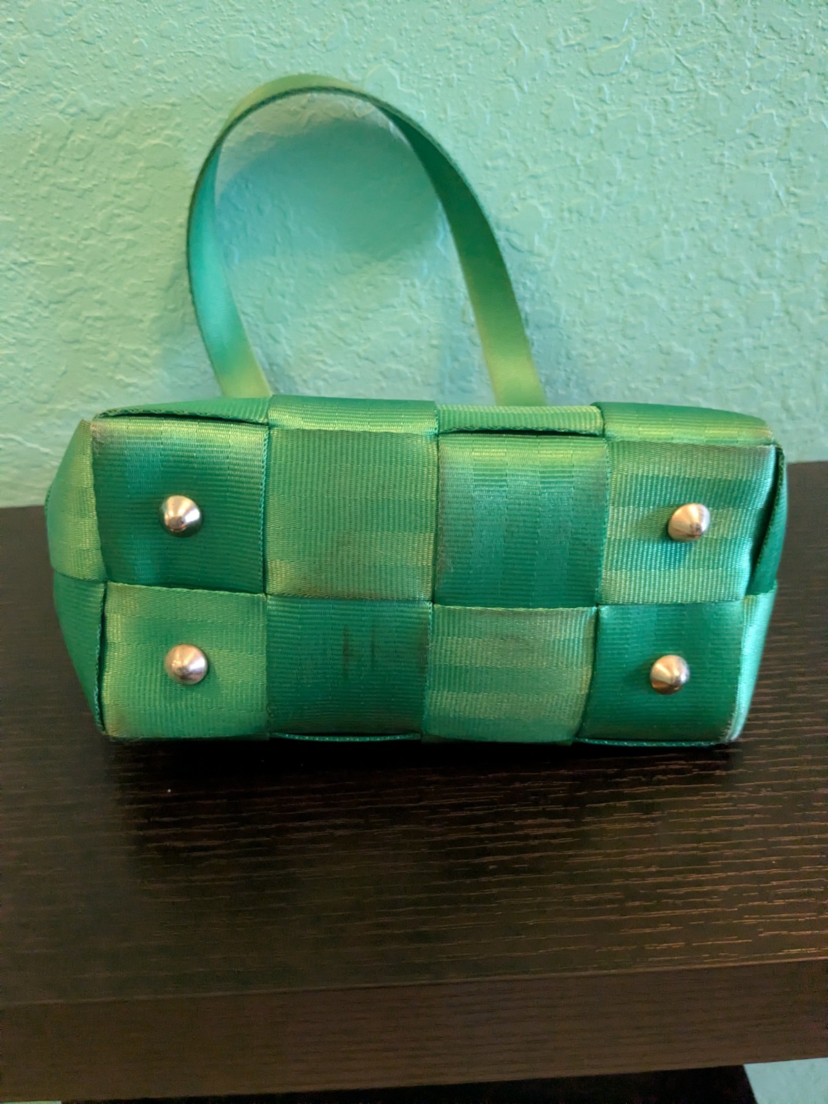Harveys Original Small Seat Belt Bag Tote Purse Green Double Handles