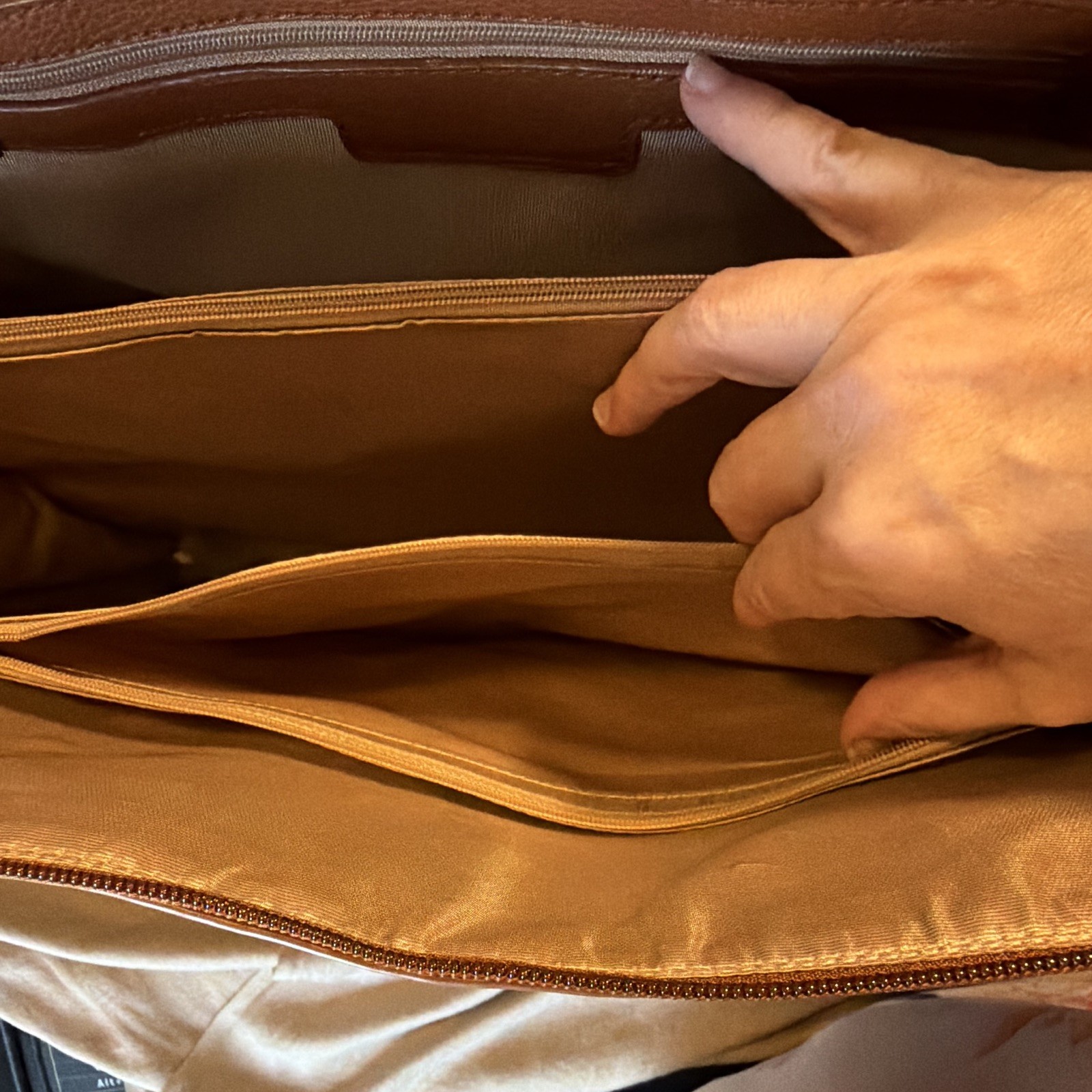 Brenice Brown Large Briefcase/Laptop Bag, Zip Closure, Detachable Strap, Pockets