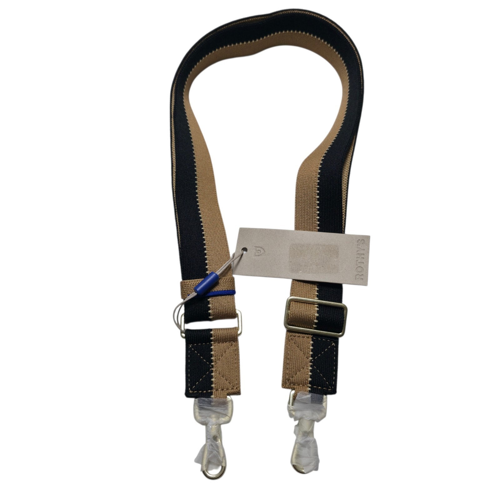 Rothy’s Adjustable Crossbody Strap Black Beige Gold Hardware NWT