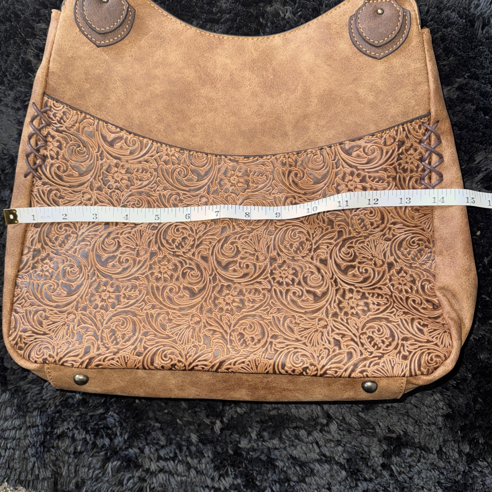 NWT! Justin Western tooled Floral Concealed Carry Handbag W/ Wallet & Gunmetal