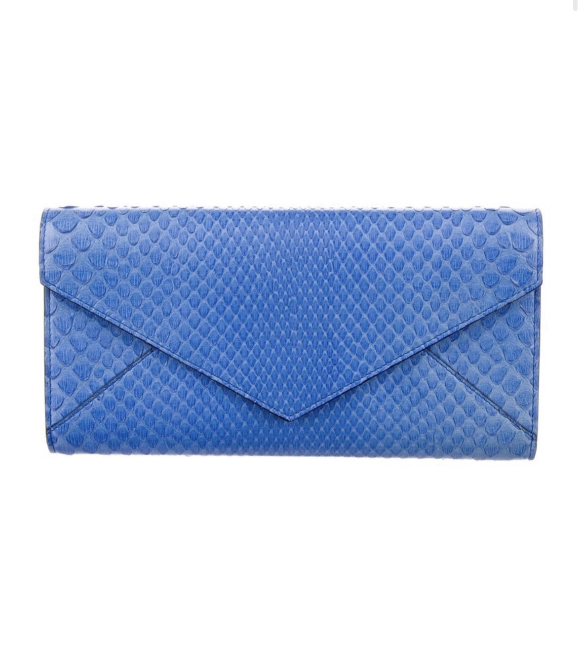 Smythson python snake leather clutch, Nile Blue