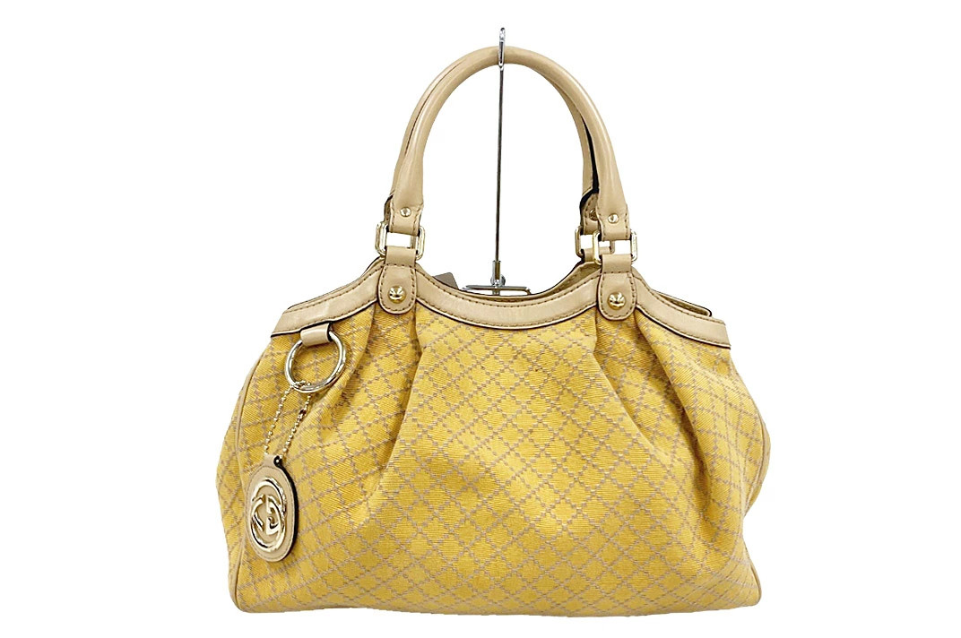 GUCCI 211944 Sukey GG Canvas Leather Handbag #PB16197
