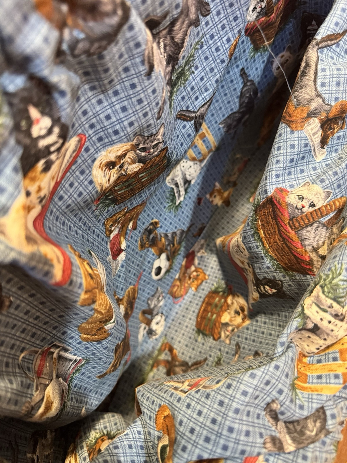 Puppy & Kitty Cute Purse With Wooden Top Handle Fabric