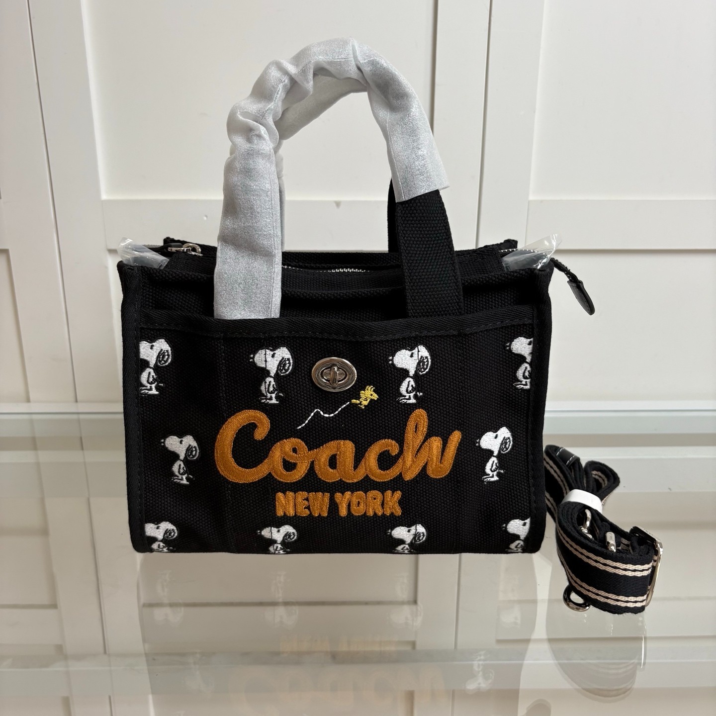 Coach CBF70 Peanuts Collaboration Cargo Tote Bag 26 Snoopy Canvas/Grosgrain