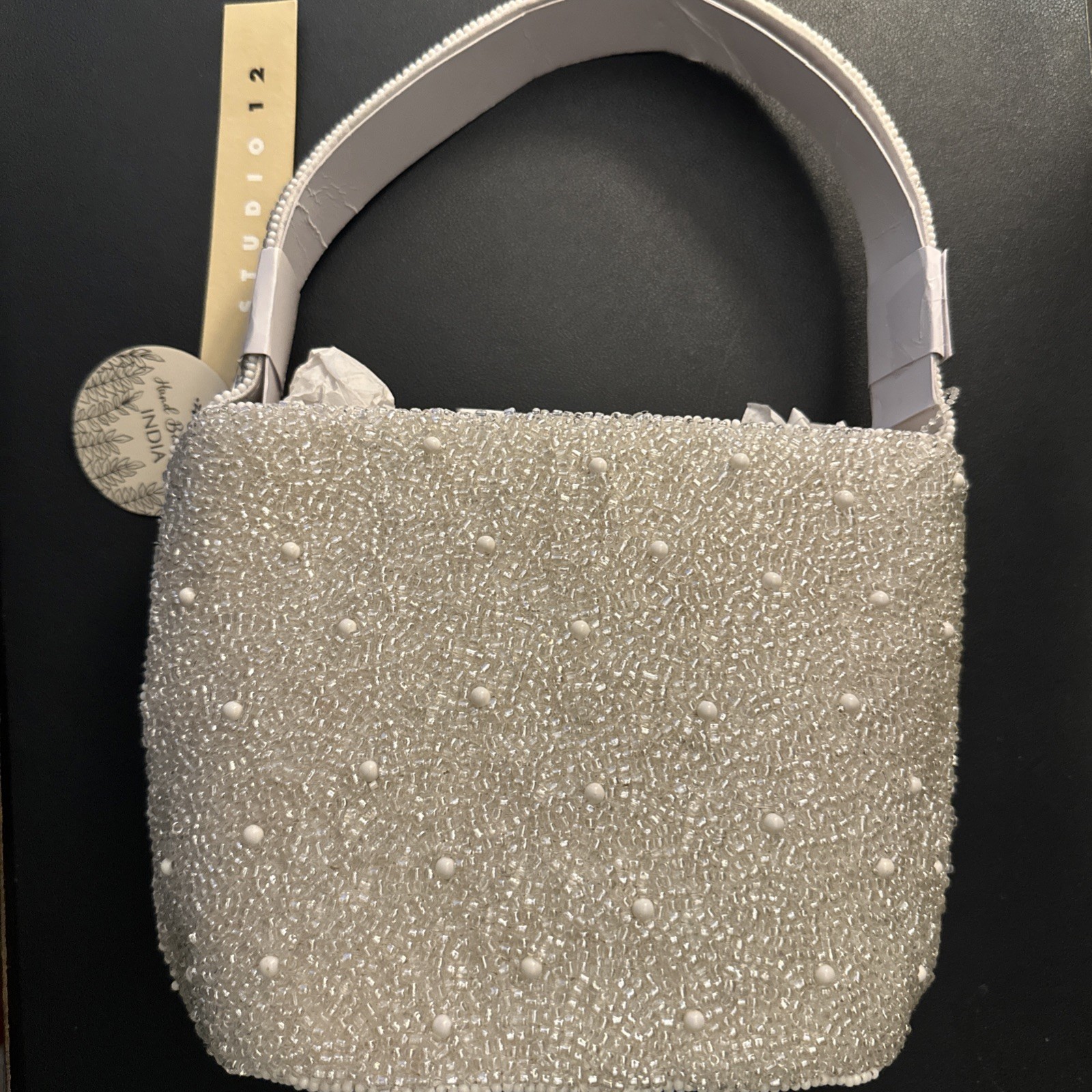 New Studio 12 wedding Beaded Handle Bag Small Purse Made in India