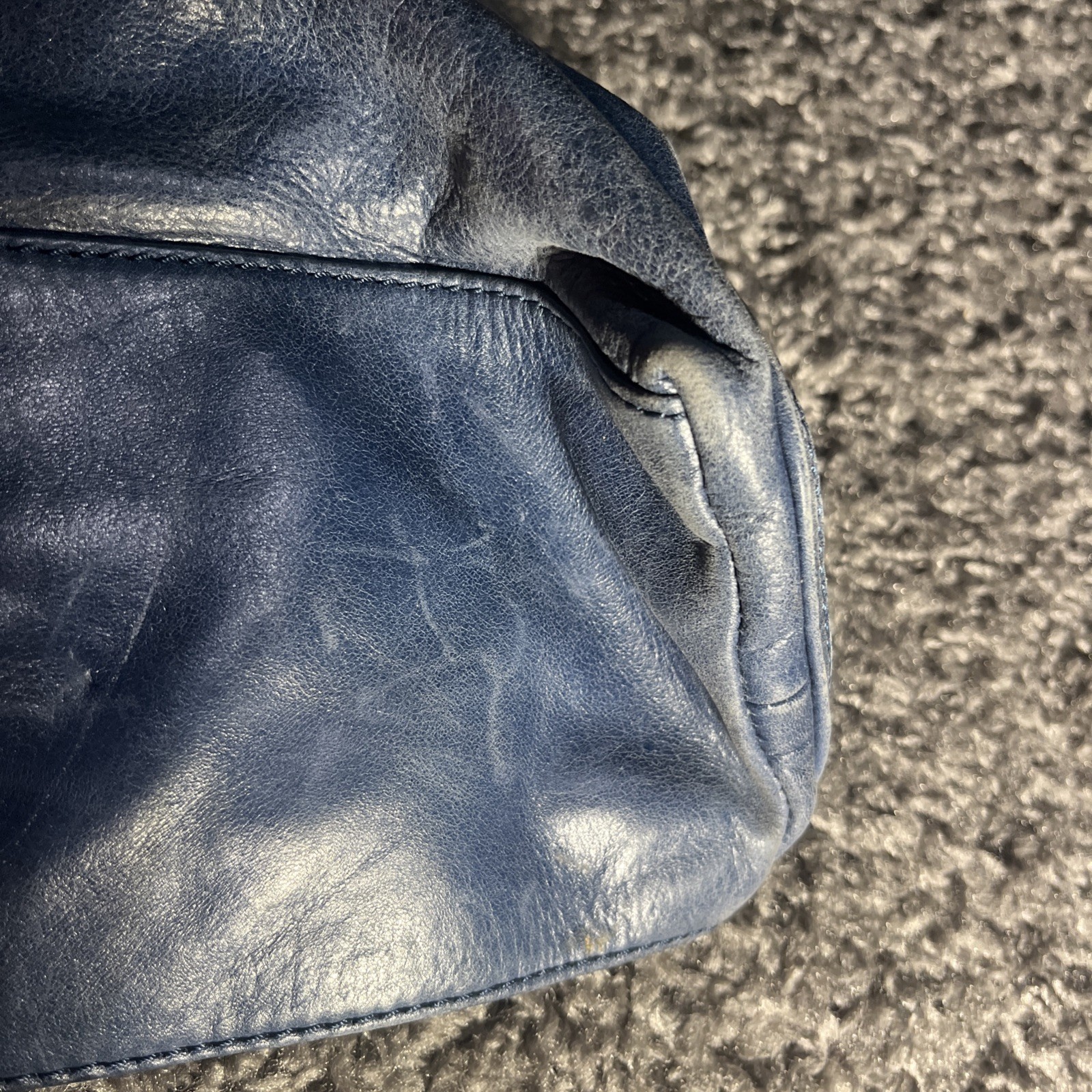 Dark Blue leather studded silver BADGLEY MISCHKA American Glamour shoulder bag