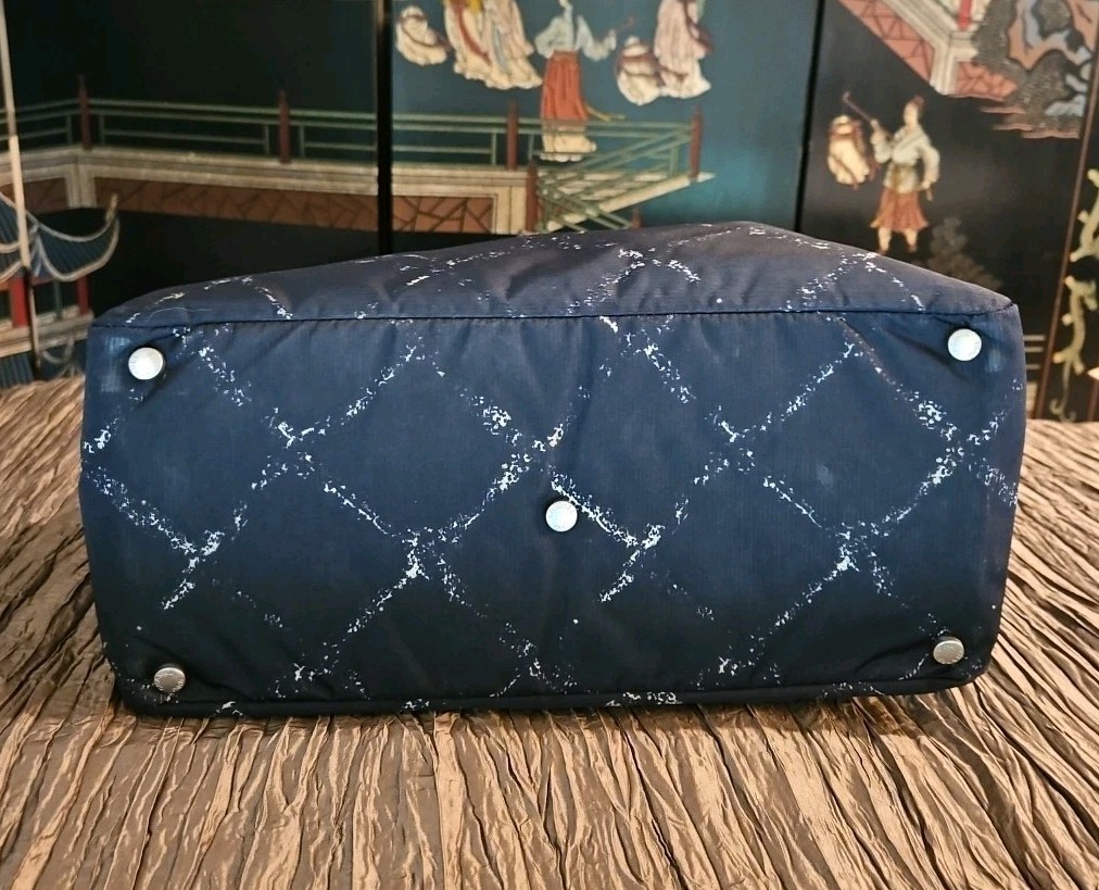 Authentic CHANEL Black & Grey Nylon Tote Handbag Web Straps
