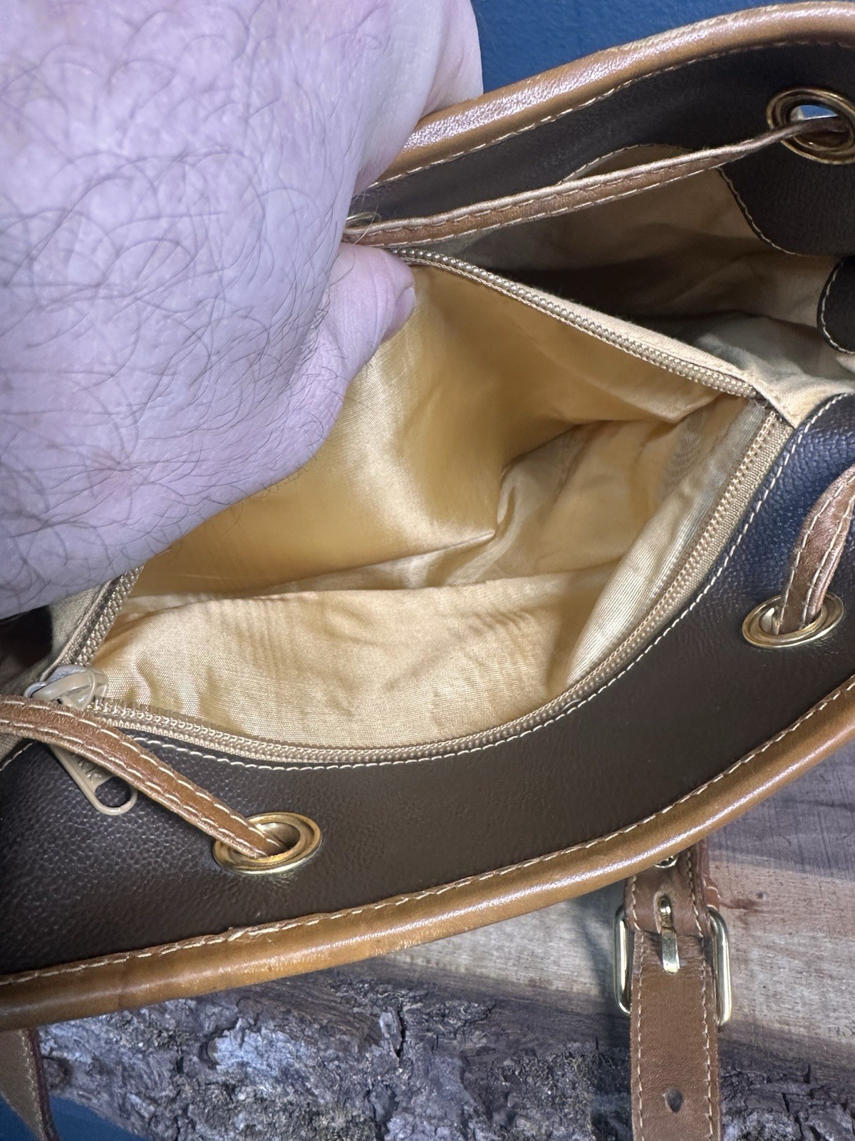 Vintage Trussardi Collezione Crespo Bucket Bag Brown Leather Italy