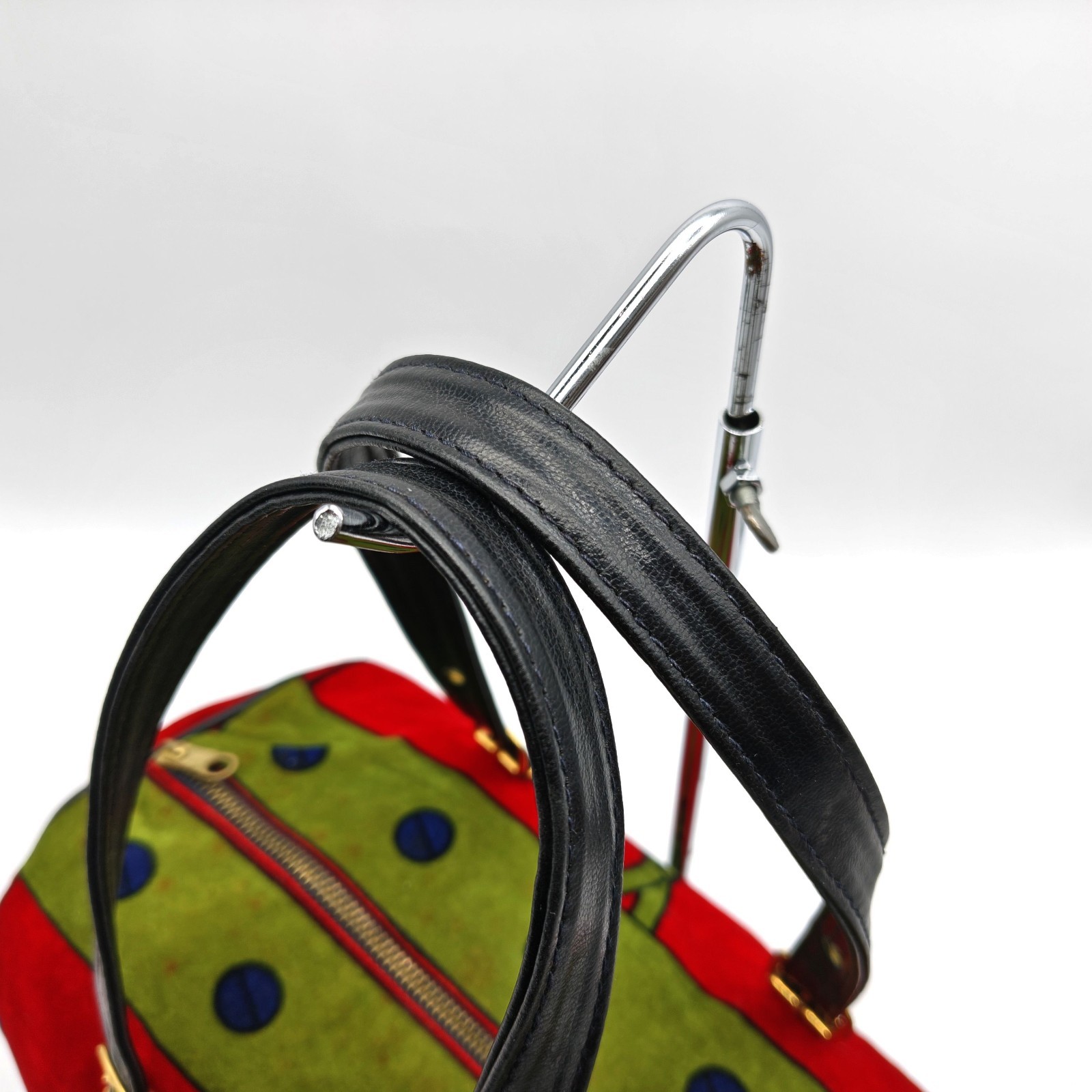 Roberta di Camerino Velour Handbag Red Mini Boston bag all-over print Leather