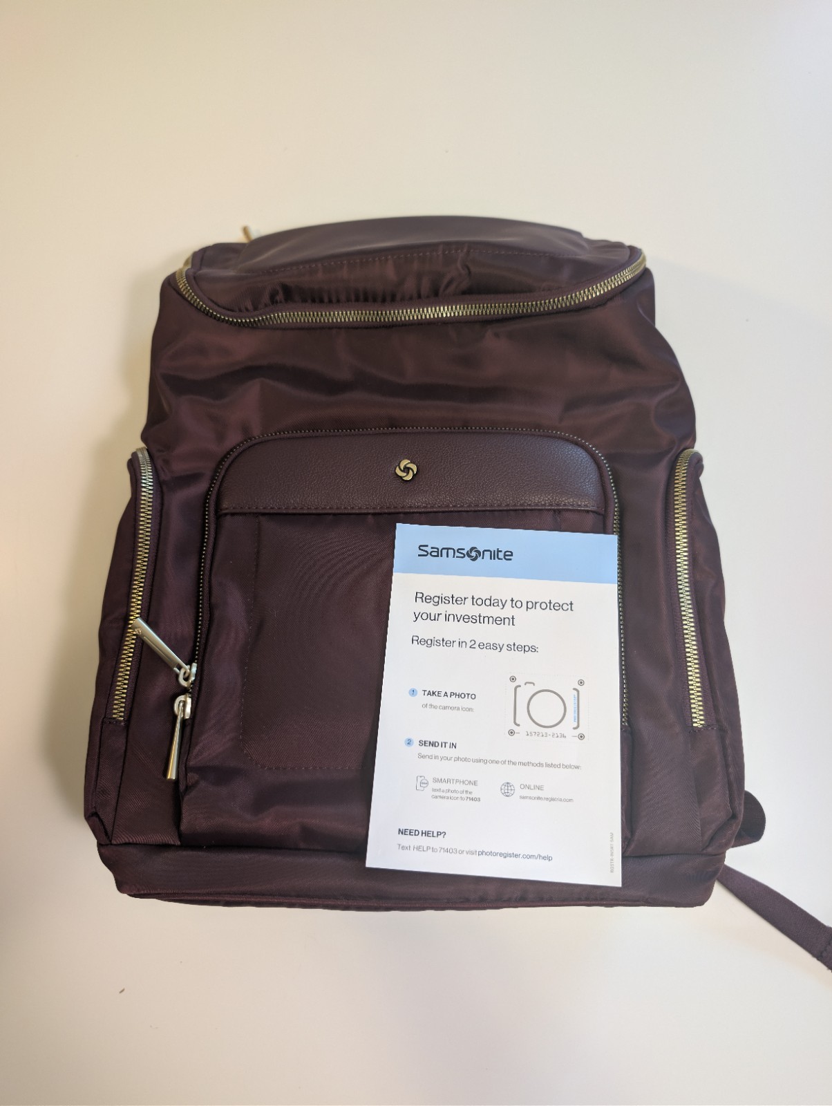Samsonite Mobile Solution Essential Backpack Merlot Gold Hardware NWT