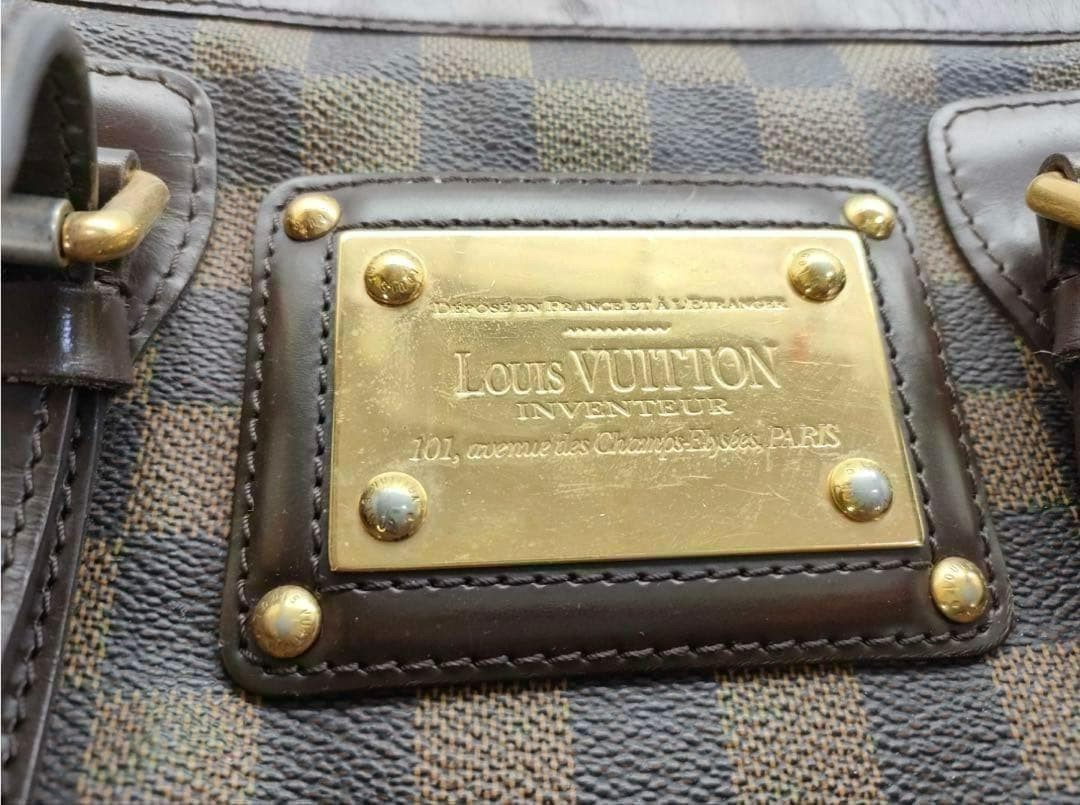 LOUIS VUITTON Damier Berkeley Handbag Brown PVC Leather Authentic Good Conditio