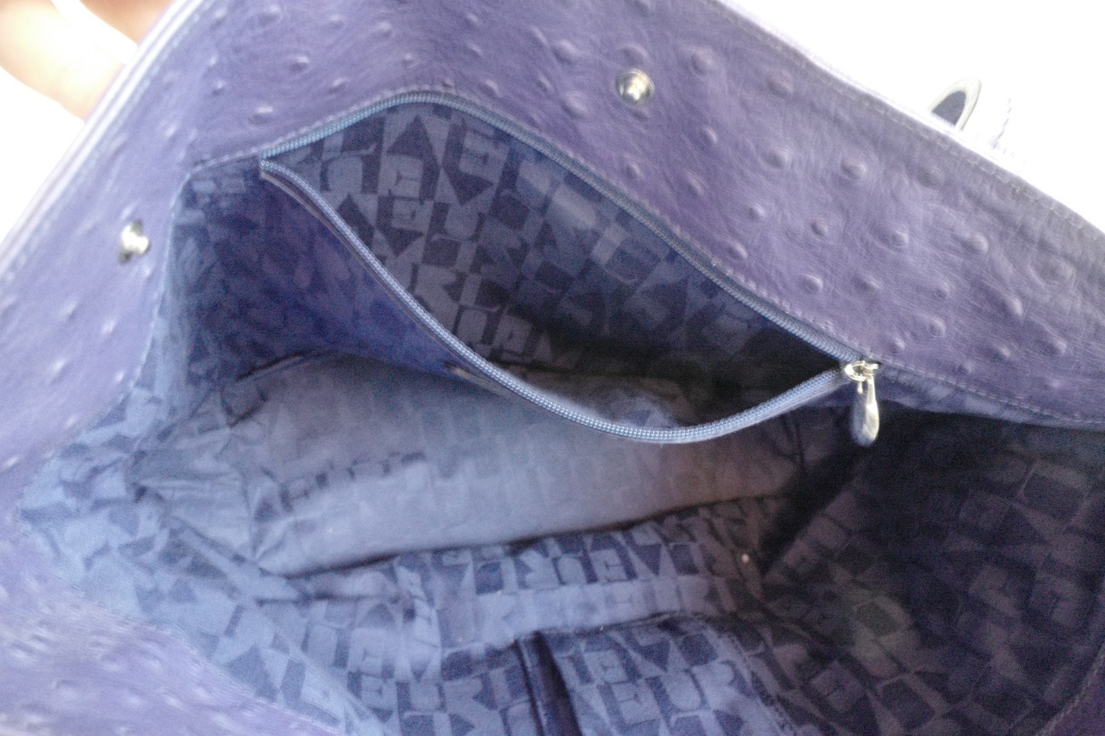 FURLA NAVY BLUE HANDBAG TOTE BAG SATCHEL LEATHER – PREOWNED MINT ITALY DESIGN