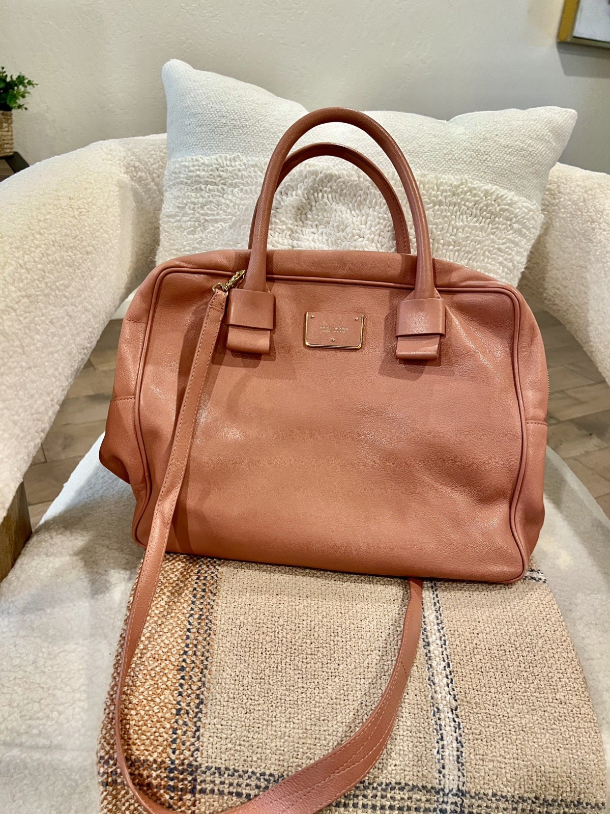 Marc Jacobs Pale Pink Leather Satchel Made In Italy