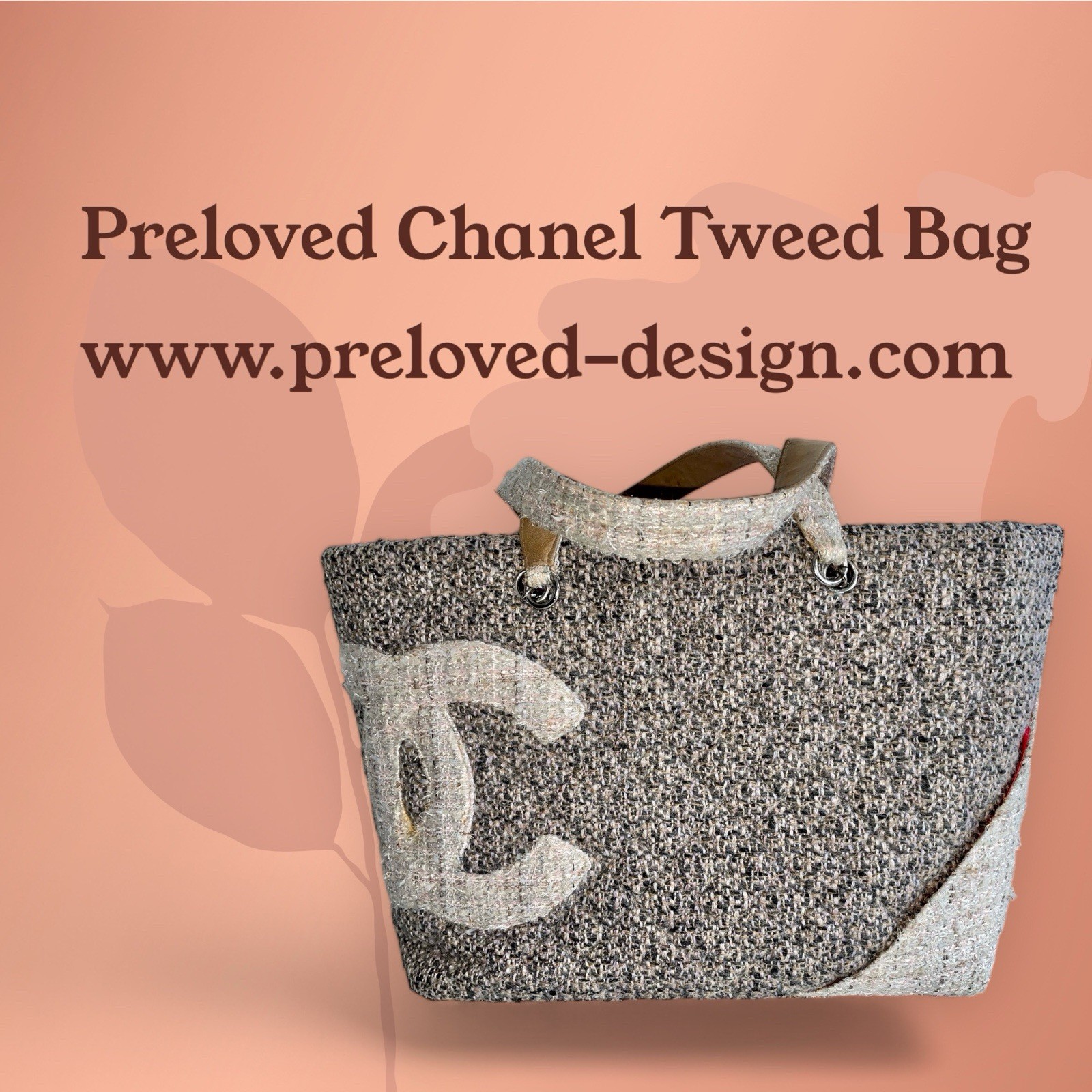 Chanel Cambon Shopping Bag Tweed Shoulder Beige CC Logo Bag Handbag