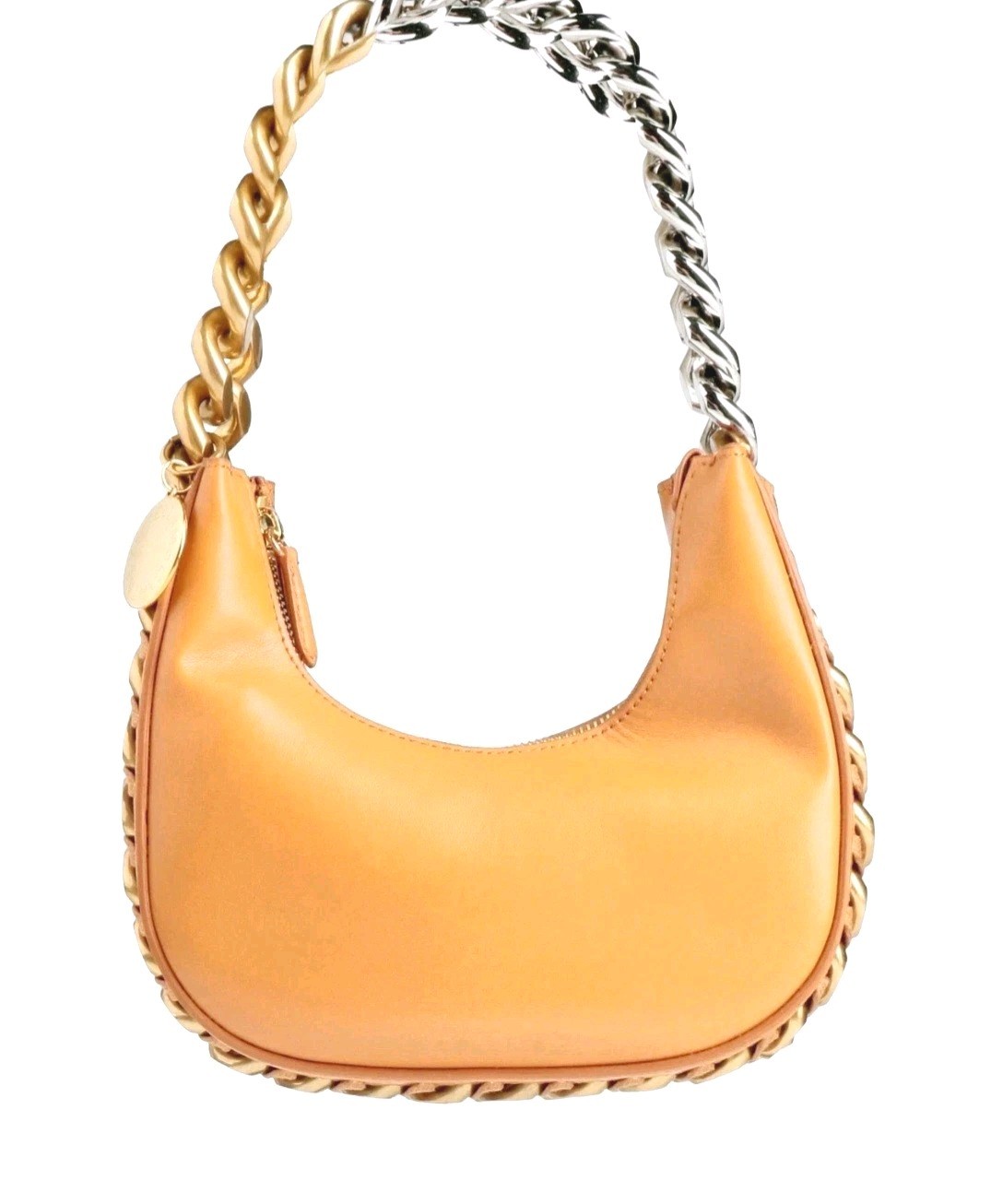 STELLA McCARTNEY Frayme Hobo Bag Logo Charm Chain Strap Zip Closure RRP$1695