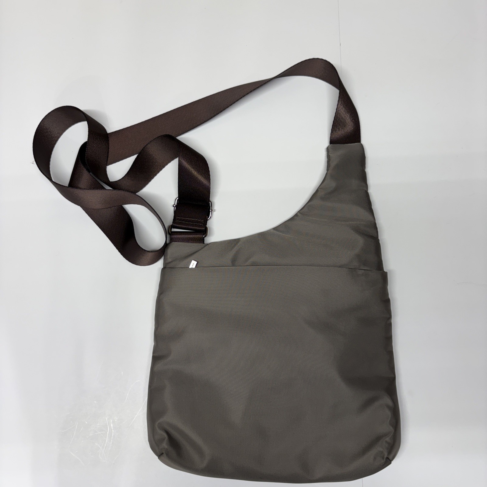 Hedgren Fate RFID asymmetric Crossbody Bag Sepia Brown Wide Strap Nylon Travel