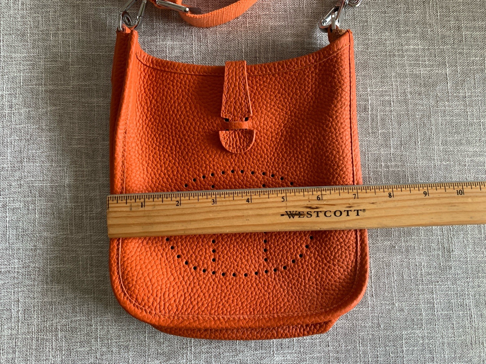 Hermes Shoulder Bag Evelyne Orange Leather Mini