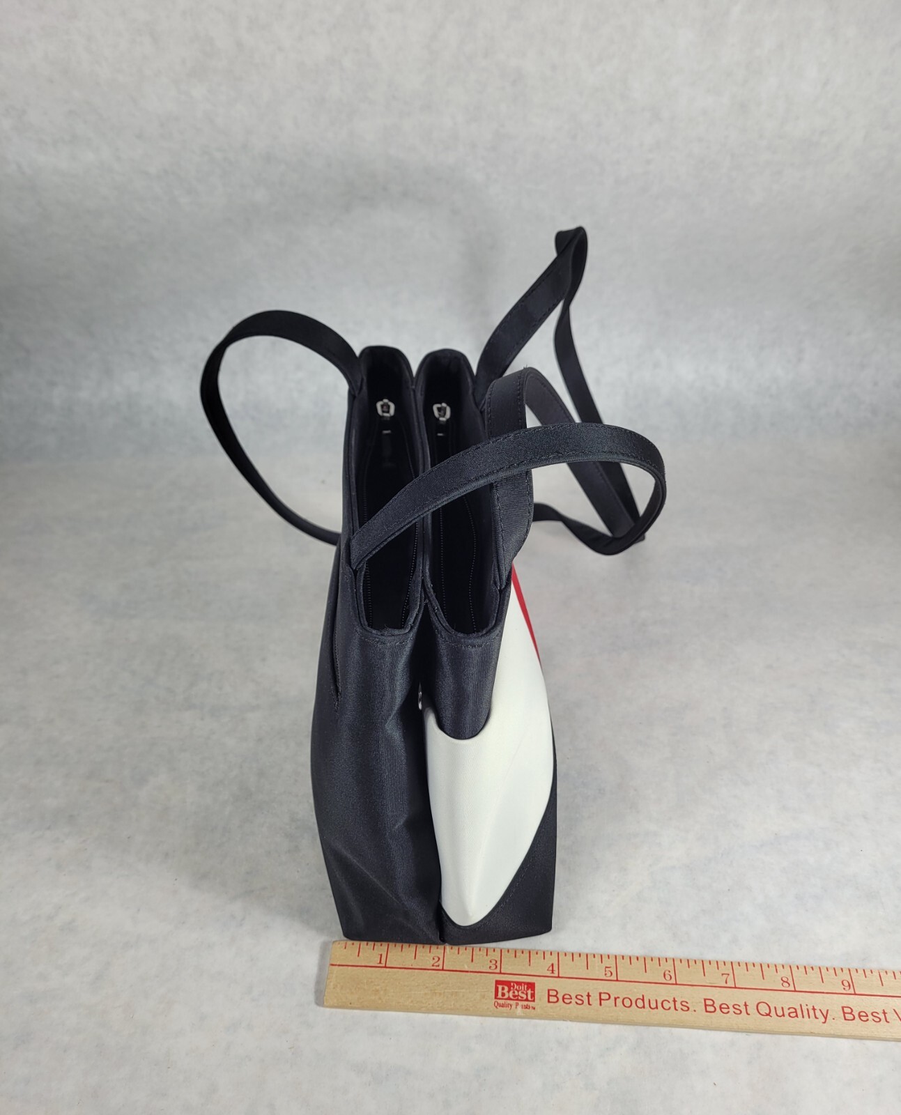 Vintage Classy Black/White/Red Fabric Shoulder Purse Bag Korea NICE!