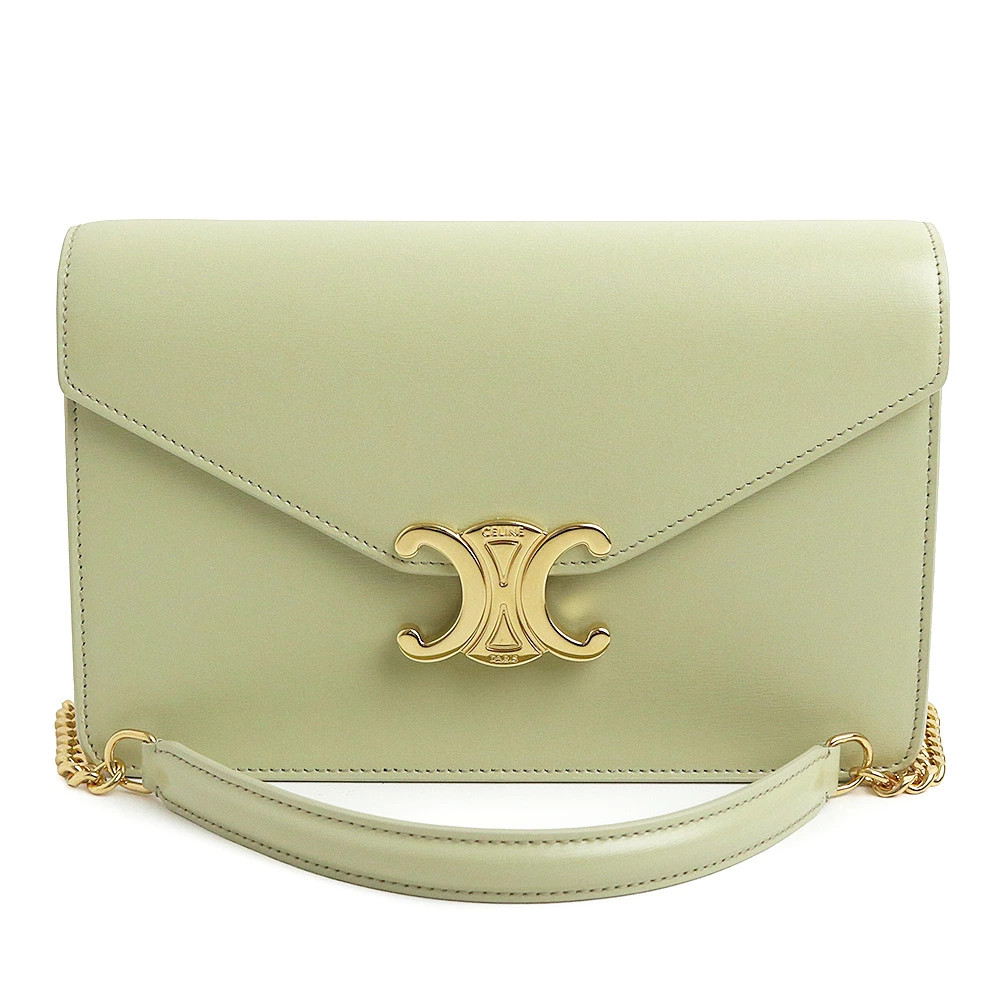 CELINE Chain Wallet Margo Triomphe 10L033DPV 29AG Shoulder Bag Calfskin #BCB949
