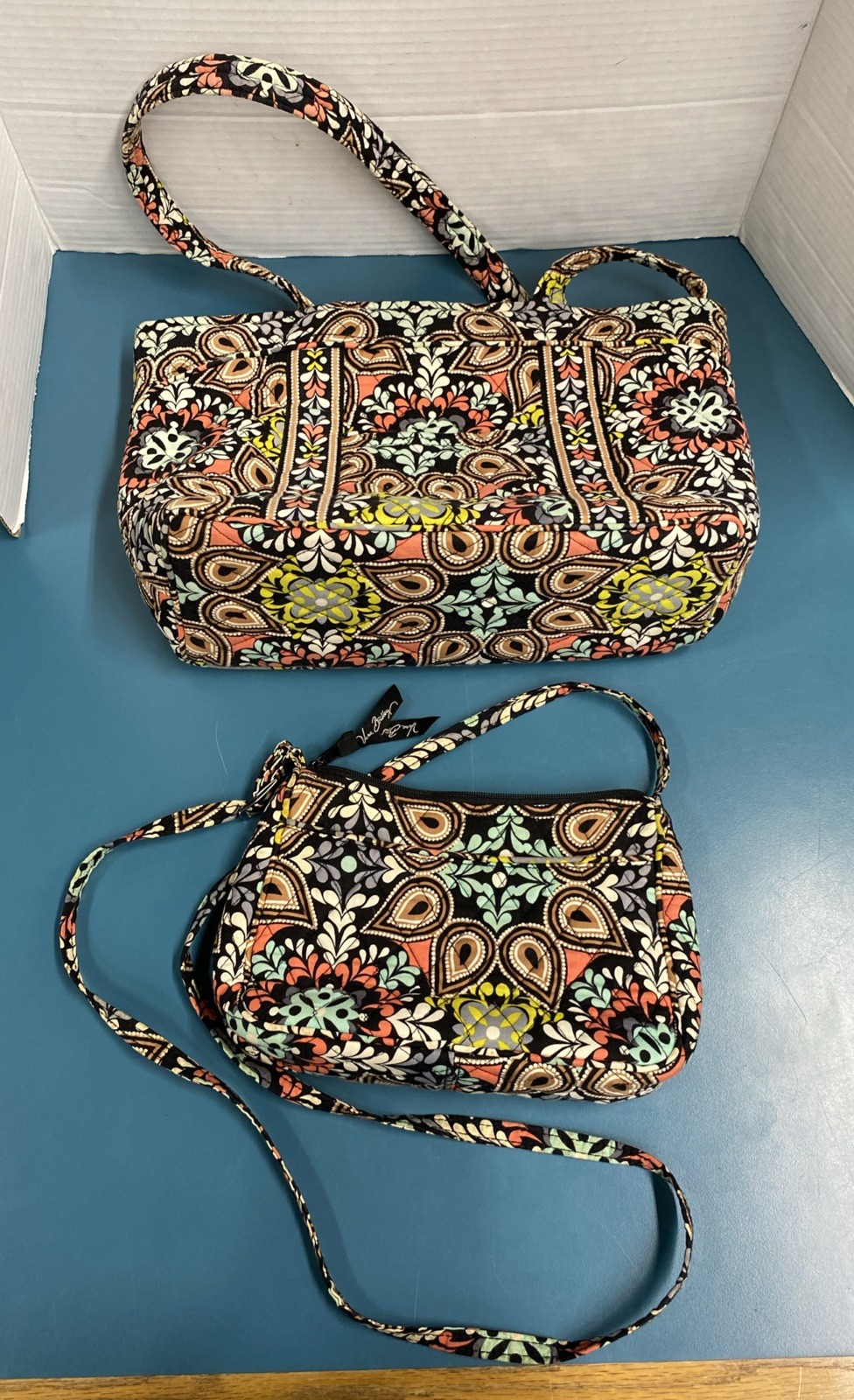 Rare Vintage Vera Bradley Lot Sierra Pattern Tote Bag & Cross Body Purse