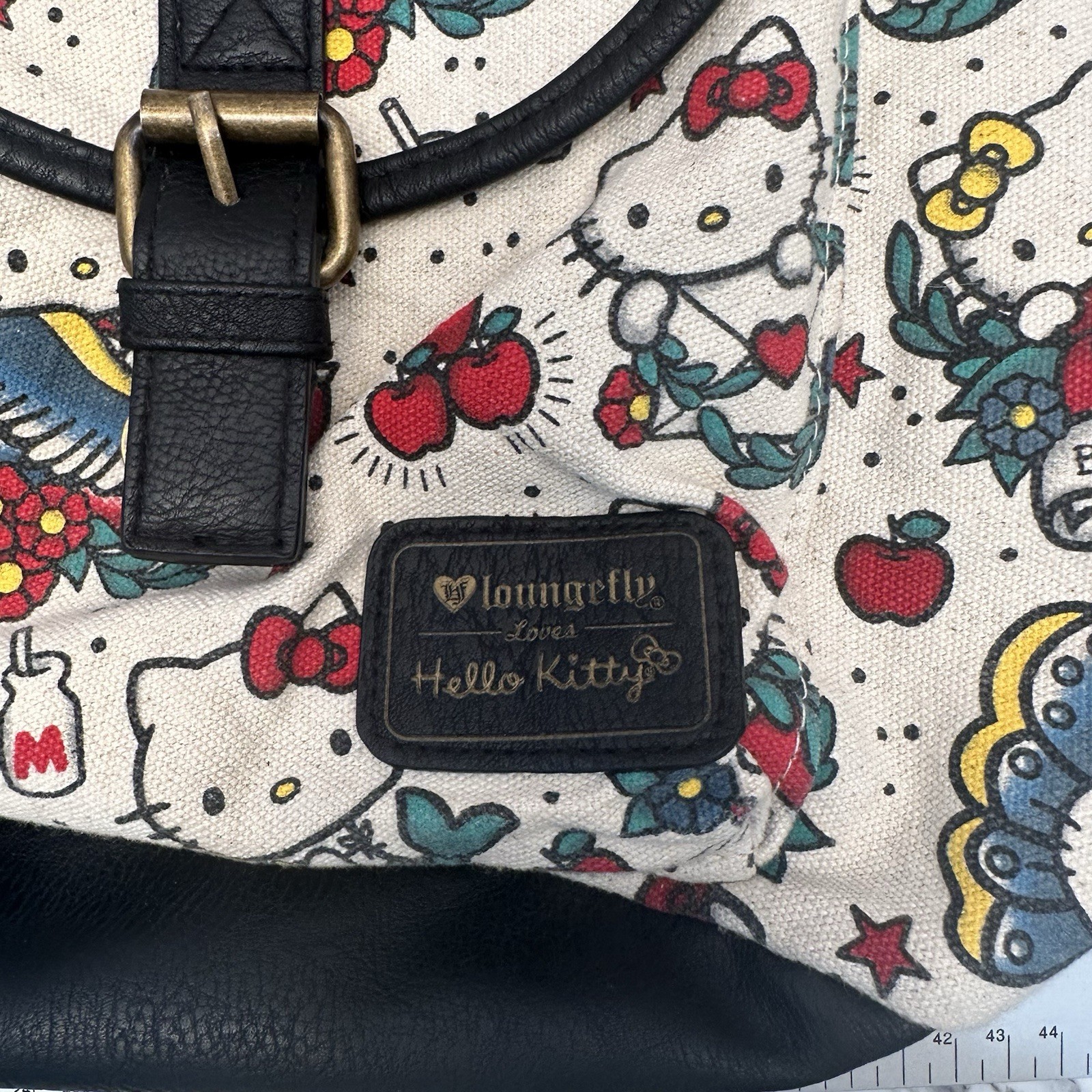 2015 Loungefly Hello Kitty Tattoo Print Drawstring Backpack Purse & Wallet HTF