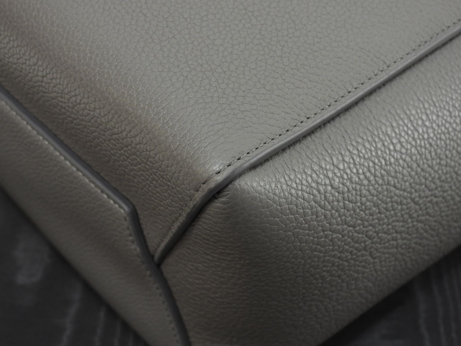 Celine Sangle Bucket Small Gray Leather Semi Shoulder Bag Grained Calfskin Gold