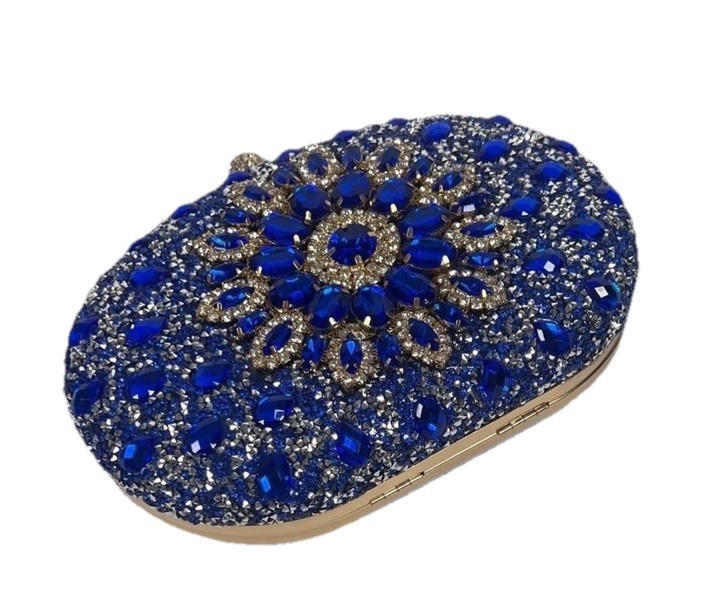 Verano Hill Blue Crystal Rhinestone Clutch Bag Evening Wedding Prom Handbag