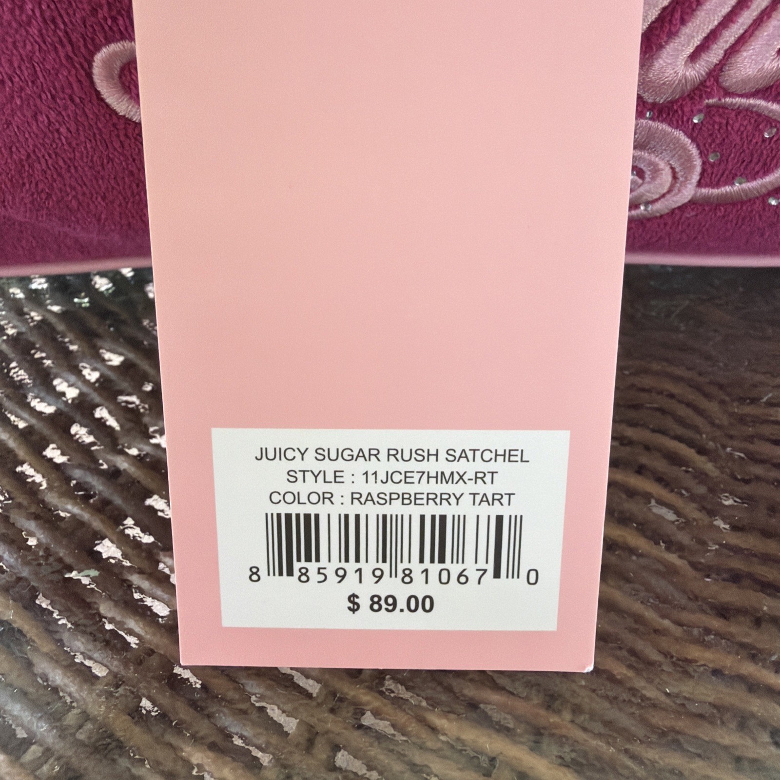Juicy Couture Sugar Rush Crossbody Bag Flamingo Pink Ice CreamCharm Rhinestones