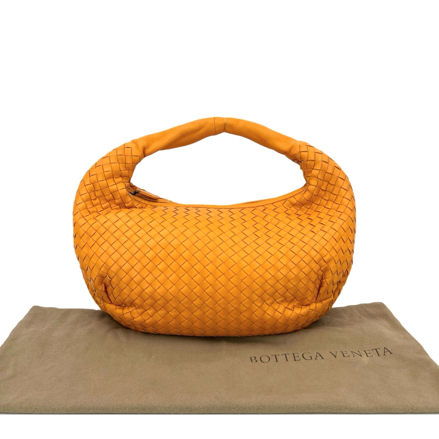 Bottega Veneta Intrecciato Hobo Small Orange Nappa Leather Handheld US Ship