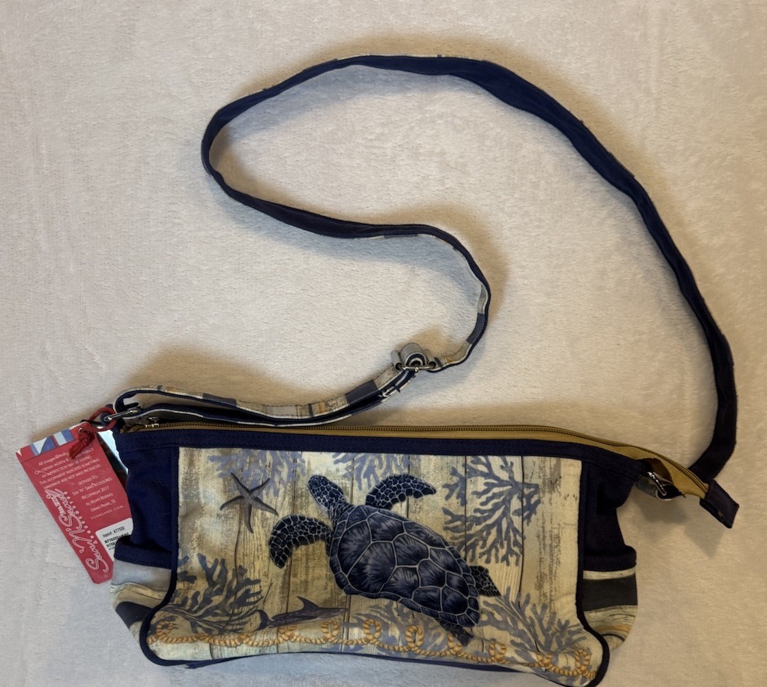 SEA TURTLE by Andrea Tachiera Blue CROSSBODY PURSE Sun ‘n Sand NWT