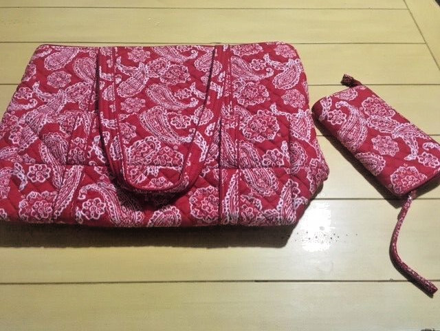 NWT $165 Large Vera Bradley Tote Bag & Matching Wristlet Wallet – Red Bandana