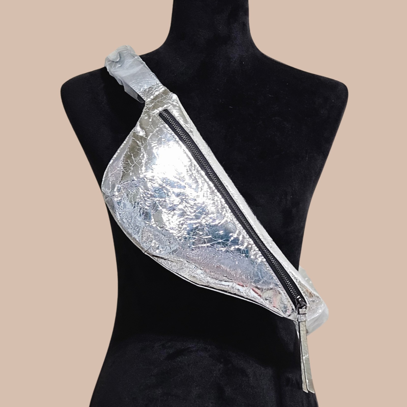 Rag & Bone Silver Mini Petra Sling Belt Bag Metallic Streetwear Modern