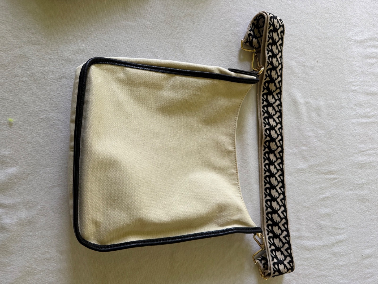 Ah Dorned Large Beige Canvas with Black piping and black/beige strap