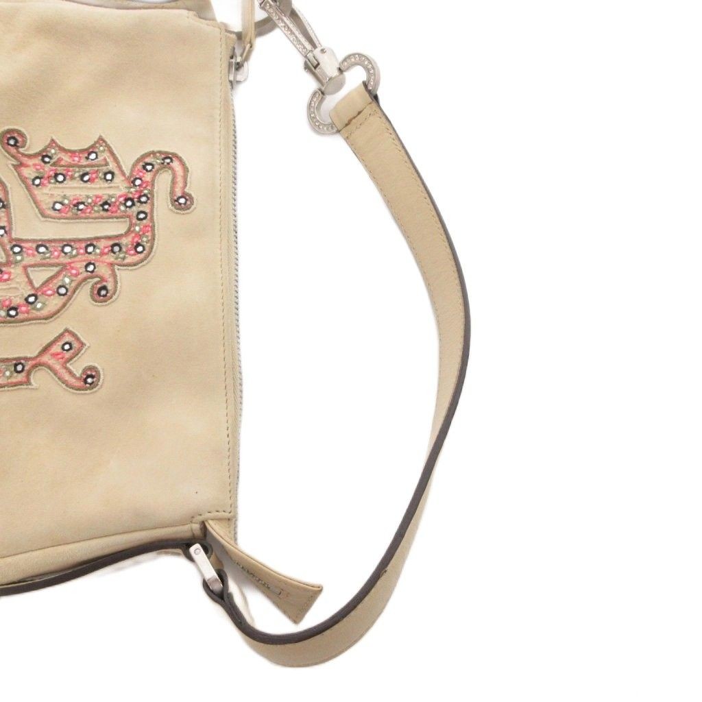 VERSACE Hand Bag Tote Purse Suede White Authentic