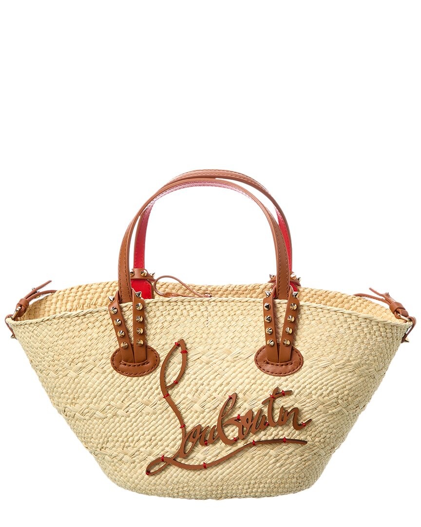 Christian Louboutin Cabata Mini Raffia & Leather Basket Tote Women’s Beige