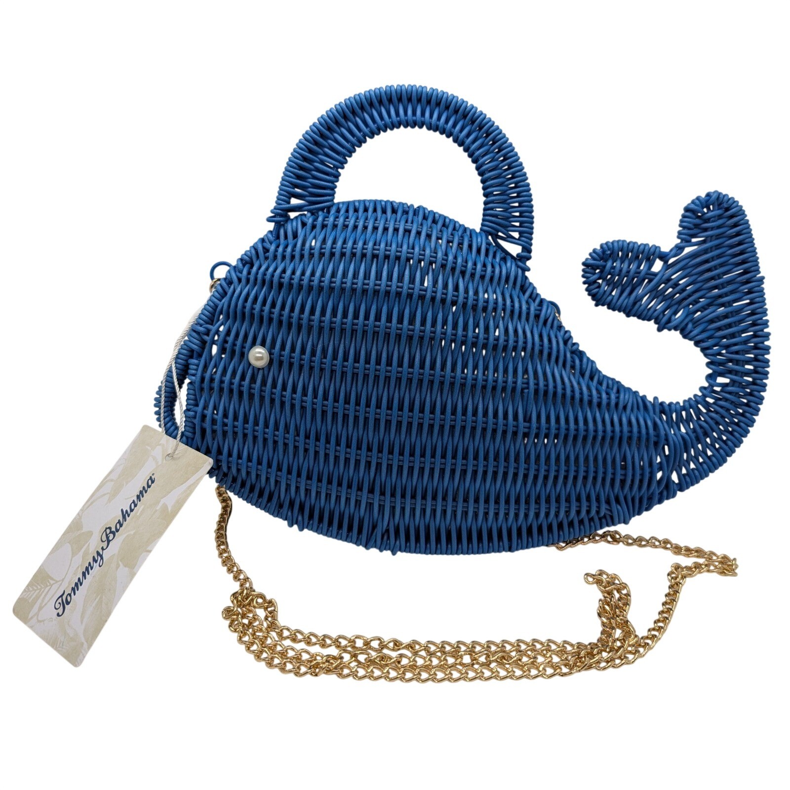 NEW Tommy Bahama Whale Wicker Crossbody Bag Navy Blue Novelty Purse WW0005