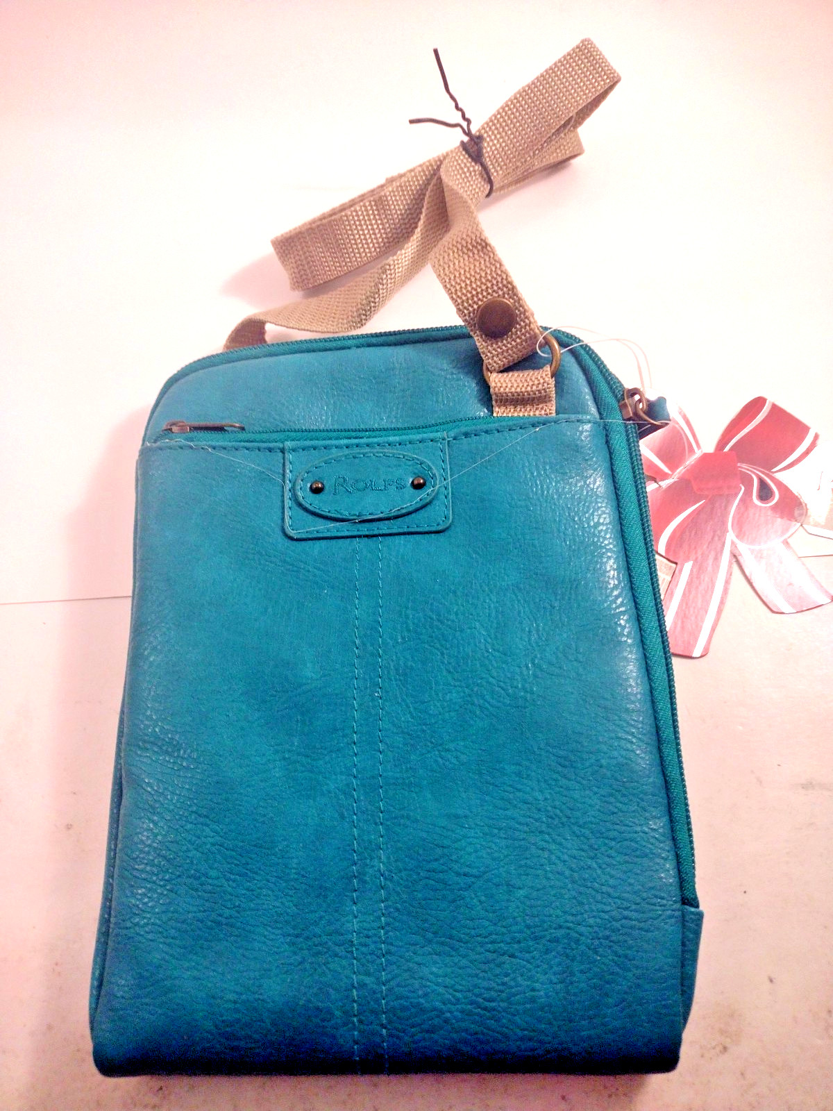 Rolfs Teal Green Crossbody Cushioned E-Reader Holder / Purse 8.5″x 6″ New